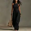 Mono de lino de alta calidad, casual, cuello redondo, sin mangas, para mujer, moda europea y americana 2026, colección de verano, con un toque sofisticado y elegante, adecuado para ventas transfronterizas
