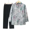 Ropa de Primavera para Personas Mayores, Camisa de Manga Tres Cuartos para Mujer, Camisa de Manga Media de Verano para Madre y Esposa, Traje de Traje Tang para Abuela de 70 y 80 Años