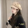 Boina sombrero nube simple combinable para mujer casual que hace que la cara se vea pequeña cálido sombrero de pintor resistente al viento circunferencia de cabeza grande sombrero octogonal otoño e invierno