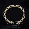 Pulsera Rectangular de Cadena de Caja de Venta Caliente Transfronteriza Europea y Americana Plata S925 Incrustada Moissanita Pulsera Hip-Hop Pulsera Rock Personalizada