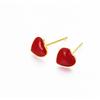 Pendientes Dulces y Lindos en Forma de Corazón con Esmalte Cobre Plateado Plata Oro de 18K Estilo Coreano Frescos Mini Pendientes Joyería