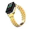 Adequado para Pulseira de Relógio Huami Band7, Pulseira de Aço Inoxidável Sólido com Três Contas, Pulseira de Relógio de Metal Amazfit Band7