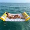 Bestseller de comercio electrónico transfronterizo: Cama flotante inflable con cojines plegables, hamaca flotante de doble tubo a rayas para juegos acuáticos