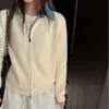 Nuevo suéter de punto patchwork con cuello de mezclilla para mujer, moderno y versátil, con un elegante diseño de solapa, un corte relajado y un efecto adelgazante