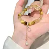 Pulsera de Calabaza Amarilla Ojo de Tigre con Corte Completo de Diamante Cristal Rubio Natural para Mujer Nicho de Gama Alta Versátil Pulsera de Cristal de Limón