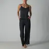 Camisola de renda francesa para outono e inverno com sutiã embutido, conjunto de pijama de manga longa, regata com acabamento em renda, calça longa casual de perna larga para mulheres