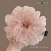 Goma para el pelo de malla floral rosa para mujer, accesorio de alta gama para moños y coletas bajas