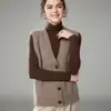 Chal de Cachemira 2026 Otoño e Invierno Nuevo Estilo para Mujer de Punto con Cuello en V Cárdigan de Punto Estilo Casual de un Solo Botón Sin Mangas Chal Cálido