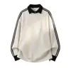 Moletom Hanlu Pesado estilo polo americano para homens, top de outono com corte solto e barra ajustável, pulôver casual