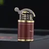 Hy756 Compacto Mini Couro Antigo Isqueiro a Querosene Roda de Afiar Chama Aberta Isqueiro à Prova de Vento Estilo Retrô