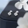 Pendientes de Tuerca de Plata Pura S999 de Trébol Dulce de Cuatro Hojas para Mujer, Estilo Coreano, Delicados y Artísticos, Lujo Ligero, Pendientes de Diseño Nicho, Venta al por Mayor