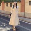 Vestido de lã francês plus size de alta qualidade para mulheres, saia em formato de pêra para primavera, saia em linha A para meninas gordinhas que cobre a barriga e afina a cintura