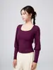 Top de yoga estilo francês Luchuan outono e inverno, top esportivo feminino de modal, decote quadrado, design pequeno, vestuário para Pilates e fitness feminino