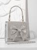 Bolsa de Festa Europeia e Americana Transfronteiriça para Mulheres, Bolsa de Mão de Luxo com Laço Cravejado de Diamantes, Bolsa Transversal com Corrente, Bolsa Carteira de Luxo Leve