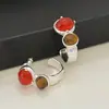 Pendientes Vintage de Ágata Roja para Mujer, Pendientes Tallados de Nicho Estilo Francés, Aguja de Plata S925, Pendientes Sencillos y Elegantes de Piedra Ojo de Tigre