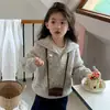 Cárdigan con cuello medio abierto para niña, estilo otoño e invierno, estilo coreano, moderno suéter de punto con cremallera para niños, suéter para niñas