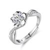 S925 anel de prata esterlina feminino diamante artificial anel de flor de ameixa flor de pêssego personalidade prata jóias anel presente para namorada anel