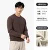 Suéter de punto acanalado de cuello redondo estilo Old Money para hombre, jersey de manga larga para otoño e invierno, versátil para el trabajo y el uso diario