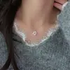 Diseño de Nicho Sentido Pata de Gato Perla Collar Accesorios para Mujer Lujo Ligero Sentido de Alta Gama Cadena para Clavícula Elegante Lujo Ligero Moda Collar