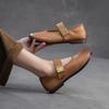 Jiezu 2025 Verão Novo Estilo Respirável e Confortável Retrô Francês Versátil Sola Macia Mary Jane Sapatos de Mãe Casuais e Fashion