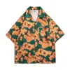 Camisa floral vintage estilo Hong Kong de manga corta con diseño estilo hawaiano tailandés Sense Duffian, elegante camisa holgada para hombres y mujeres