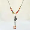 Collar de Cerámica con Cuentas de Estilo Étnico Vintage, Cadena Larga de Lujo para Suéter de Nicho, Nuevo Accesorio de Estilo Chino, Colgante de Estilo Antiguo