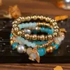 Aliexpress Más Vendido Pulsera Elástica Bohemia Multicapa Set de 4 Piezas Joyería al por Mayor Pulsera de Cuentas de Vidrio