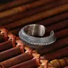 Anillo Vintage Escama de Dragón para Hombre Moderno Distintivo Anillo Abierto Moda Estilo Hip Hop Plata Tailandesa Imitación Patrón de Serpiente Anillo Individual para Hombre