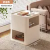 Mesa Lateral Color Crema, Gabinete Lateral Móvil para Sofá de Sala, Mesa de Café Pequeña Creativa para Uso Doméstico, Mesa de Noche de Hierro Forjado para Dormitorio