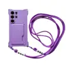 La funda para teléfono móvil de dos cuerdas con hebilla del mismo color y tarjetero lateral es adecuada para Samsung S24ULTRA cordón S23FE tarjetero A14/A34
