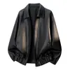 Chaqueta retro de cuero PU estilo americano, nueva colección primavera/otoño, corte holgado, con cuello alto, estilo chaqueta de motociclista, prenda exterior casual para parejas, chaqueta de cuero unisex