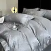 Conjunto de verão de jacquard Tencel lavado com laço, seda gelada, capa de edredom sedosa e lisa, conjunto de cama de três peças de alta qualidade