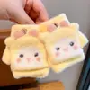 Guantes de Escritura Infantiles Lindos de Fresa con Tapa abatible Invierno Medio Dedo Otoño e Invierno Cálidos Guantes de Bebé de Cinco Dedos para Niños y Niñas