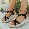 Sandalias de Plataforma para Mujer 2026 Verano Nuevas Romanas de Moda Slip-on Casual Banda Elástica para Mujer Sandalias de Playa con Cuentas