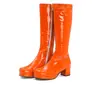 Novas botas femininas de couro pintado com bico quadrado Botas Martin altas Botas de cavaleiro plataforma salto médio grosso sapatos femininos 30-48 tamanho grande comércio exterior