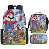 Mochila Infantil de Dibujos Animados Mario Xintu Transfronteriza para Estudiantes de Primaria Gran Capacidad Casual Mochila Escolar Set de Tres Piezas
