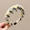 Diadema de corona alta estilo coreano, diadema de borde ancho, diadema para lavarse la cara con dientes, accesorio para el cabello de tela a cuadros de alta gama