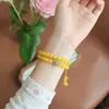 Nuevo Pulsera de Doble Círculo Amarilla de Imitación de Cera de Abeja Pulsera Amarillo Bodhi Jade Beige Pulsera de Doble Círculo Boutique Joyería para Hombres y Mujeres