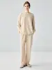 Pantalones casuales de pierna recta de tiro alto 100% cachemir puro para mujer, pantalones largos de punto grueso de pierna ancha para otoño e invierno, color liso, con caída, adecuados para usar como prenda exterior