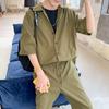 Mono de marca de moda de verano 2020, pantalones de una pieza hasta los tobillos, mono informal de media manga holgado para jóvenes de estilo coreano para hombres