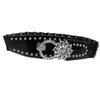 Sello de Cintura Ancho con Costura de Pedrería Sello Elástico de Cintura con Diamante Cinturón para Abrigo Falda de Mujer Sello Elástico de Cintura de Cuero Sintético