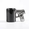 Caneca Cerâmica com Cabo de Arma Caneca de Café Preta com Cabo de Arma Prata Metálico 350ml Caneca Única para Entusiastas de Armas