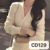 Elegante suéter de malha justo com decote V cruzado e acinturado para mulheres, novo estilo de outono, estilo levemente maduro, top da moda