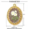Estilo Pintura a Óleo Retro Francês Narciso Glória da Manhã Pingente DIY de Aço Inoxidável Colar de Lavanda Feminino Joias de Aço Titânio