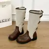 Botas Fivela Nova 2026 Botas de Cavaleiro Cano Alto Botas Longas Moda Feminina Retrô Versátil Salto Grosso Versátil Moda