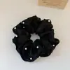 Elástico de Cabelo Grande de Malha Bordada com Pérolas Estilo Intestino Grosso de Alta Qualidade Temperamento Preguiçoso Corda de Cabelo Rabo de Cavalo Simples Elástico de Cabelo da Moda para Mulheres