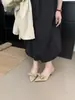 Novos Scarpins de Salto Agulha Pontiagudos com Gravata Borboleta da Moda para Mulheres, Sandálias Elegantes de Tira com Costas Abertas e Bico Fechado em Estilo Francês