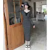Vestido Tejido Elegante Transfronterizo de Cuello Semiabierto 2025 Otoño Nuevo para Mujer Ajustado al Cuerpo Ceñido a la Cadera Suéter Falda Larga