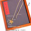 Collar vietnamita de cuerda Ruyi con forma de mariposa y flor de vena Sha Jin de larga data, cadena de lana, colgante de mariposa, accesorios Hanfu para mujeres