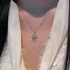 Colar Lock da Paz Eterna em Prata de Lei S925 para Mulheres com Diamante Moissanite, Presente de Aniversário de Luxo Leve, Corrente de Clavícula Fashion e Versátil
